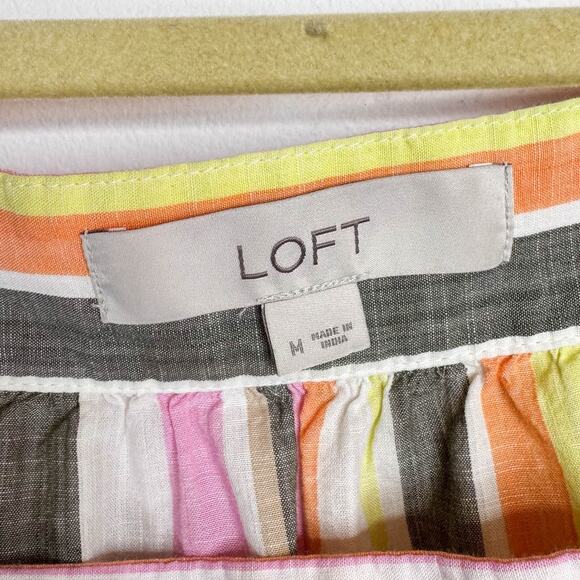 NWOT LOFT Striped Tee Shirt square neck 100% cotton A-line 3213 - Picture 5 of 8